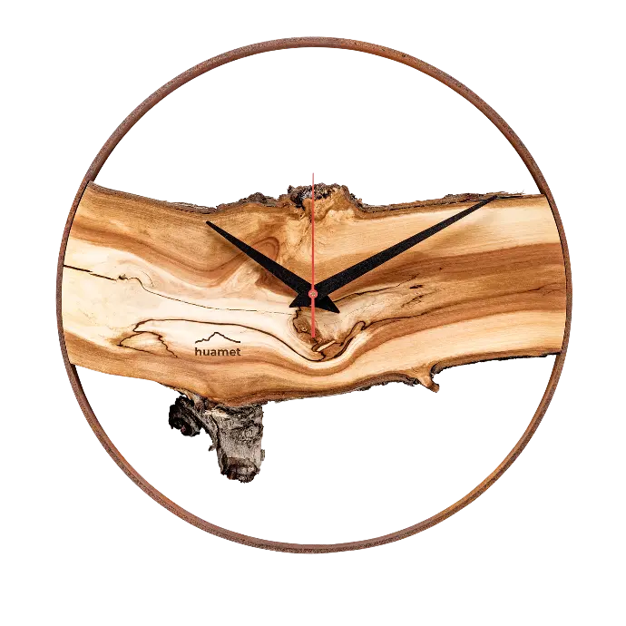 Modern Wanduhr Wuhrzel Südtirol Holz