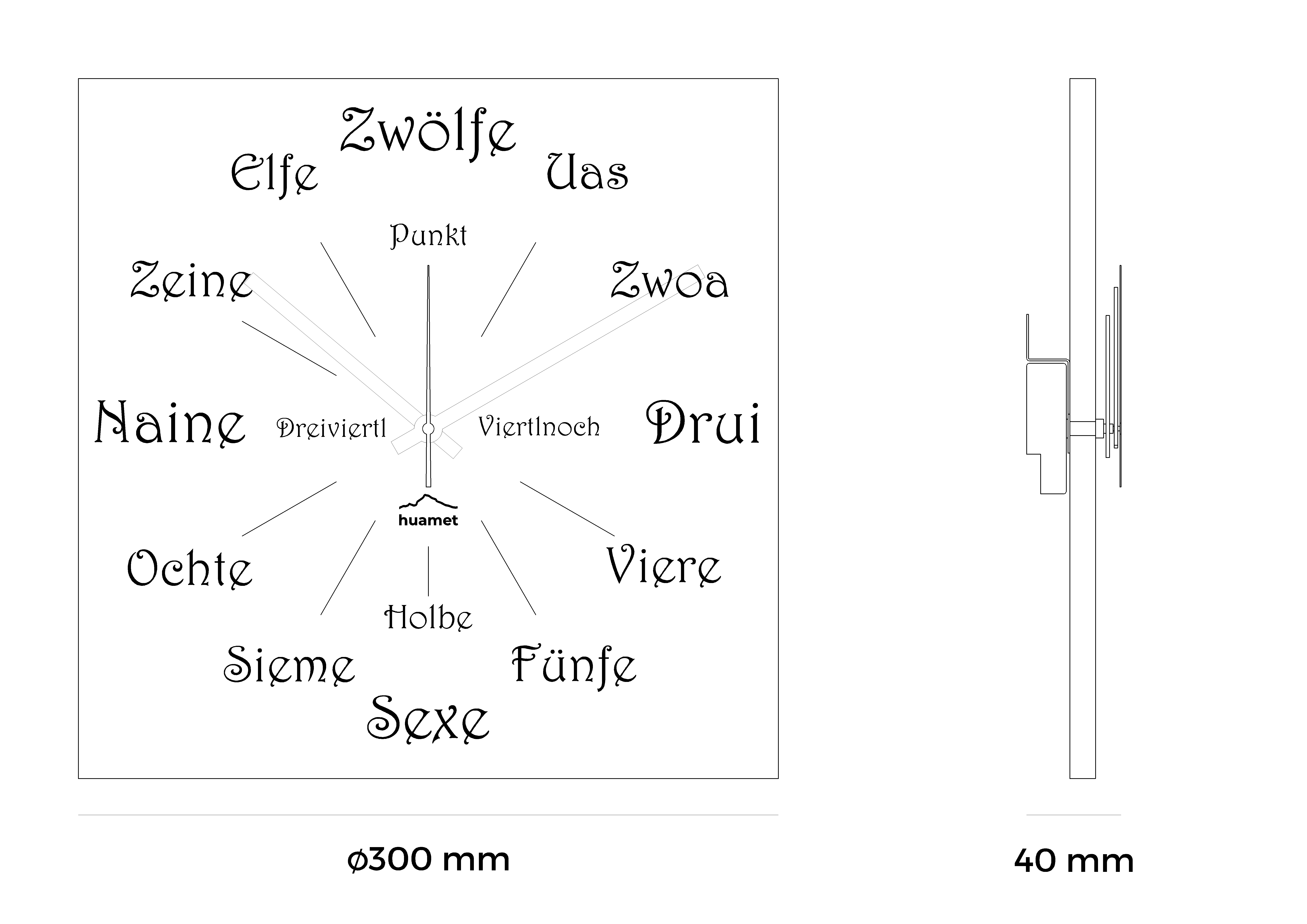 Moderne Wanduhr Holz Holzwanduhr Eiche Eichenholz Küche Design Uhr