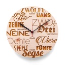 Textuhr - Geräuschlose Wanduhr, Zirbenholz, rund, ø 30 cm